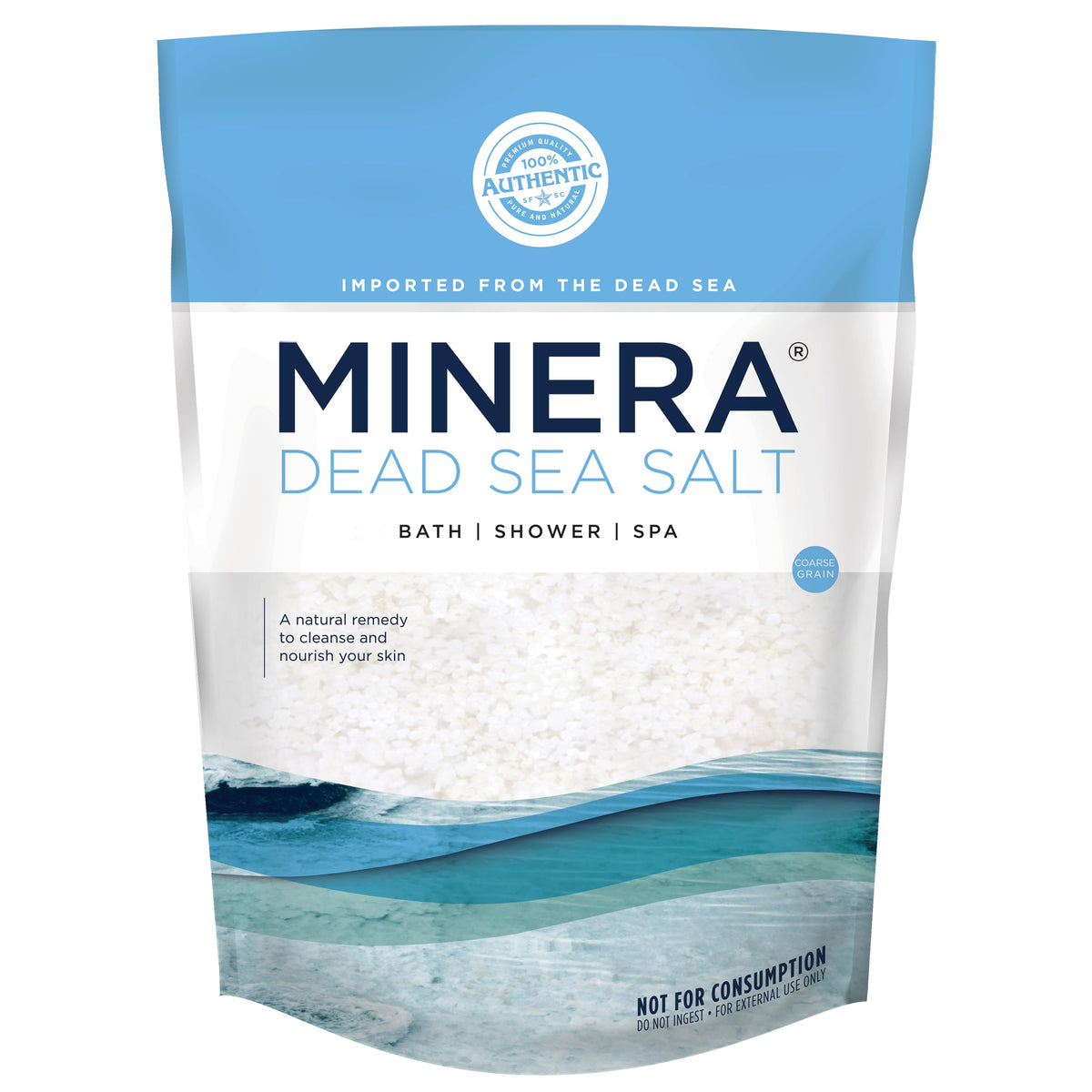 Minera Dead Sea Salt 100% Pure Coarse Grain 5 Lbs Bulk Bag For Bathing & Skin Nourishing