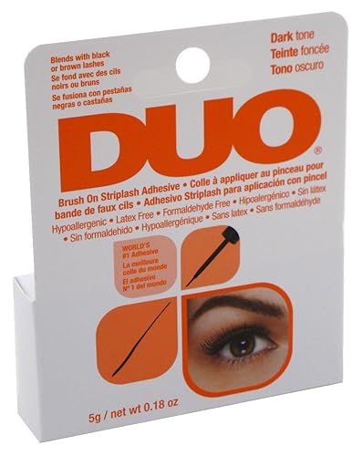 Duo Brush-On Striplash Adhesive Dark Tone 0.18Oz (6 Pack) - Latex-Based Rubber, Brown