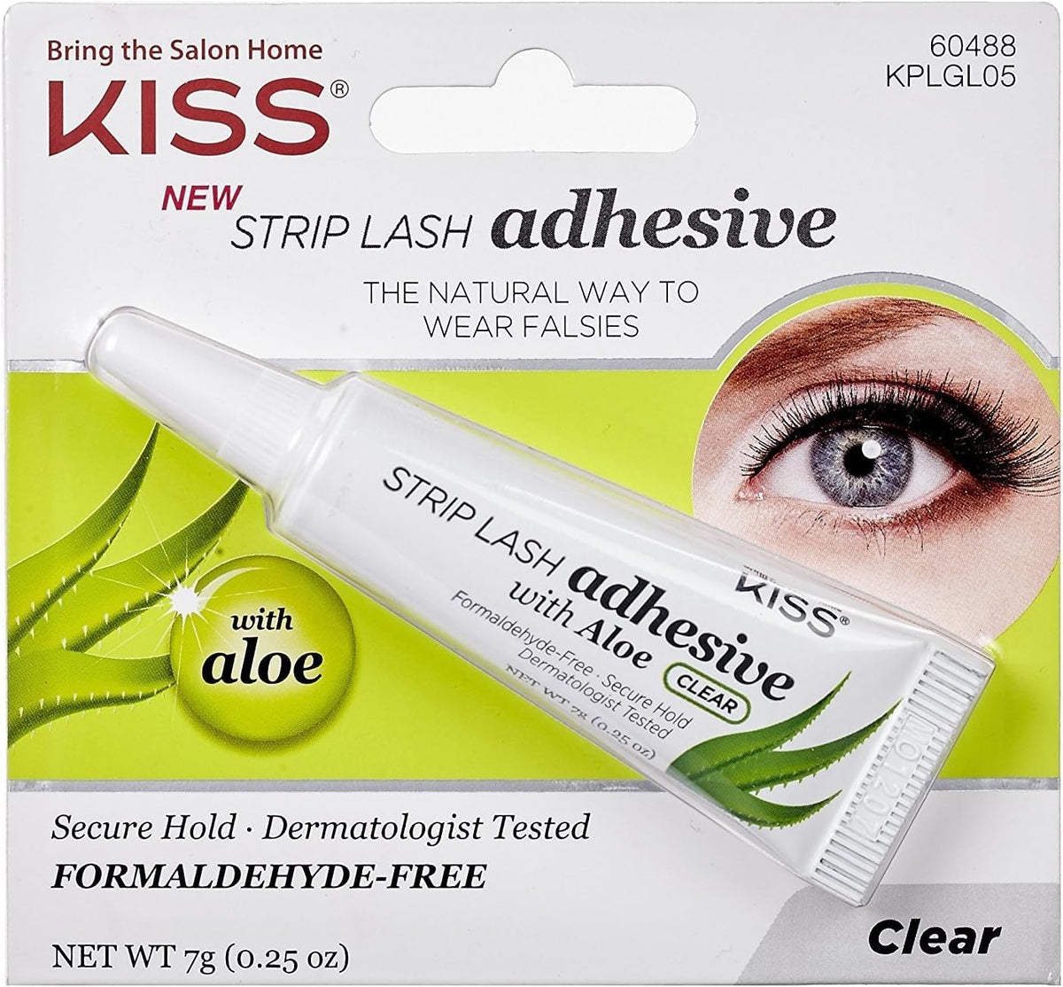 Kiss Strip Lash Adhesive With Aloe, Clear - 0.25 Oz For Strong Hold & Easy Application