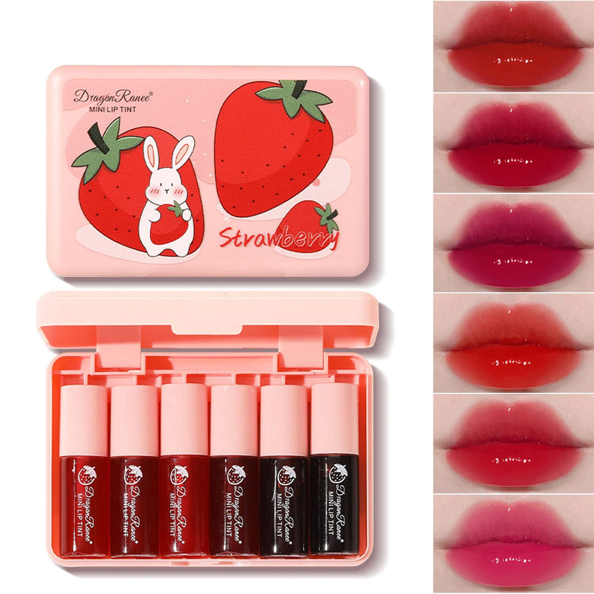 Sulily 6 Colors Lip Tint Stain Set - Korean Mini Liquid Lipstick, Long Lasting, Waterproof