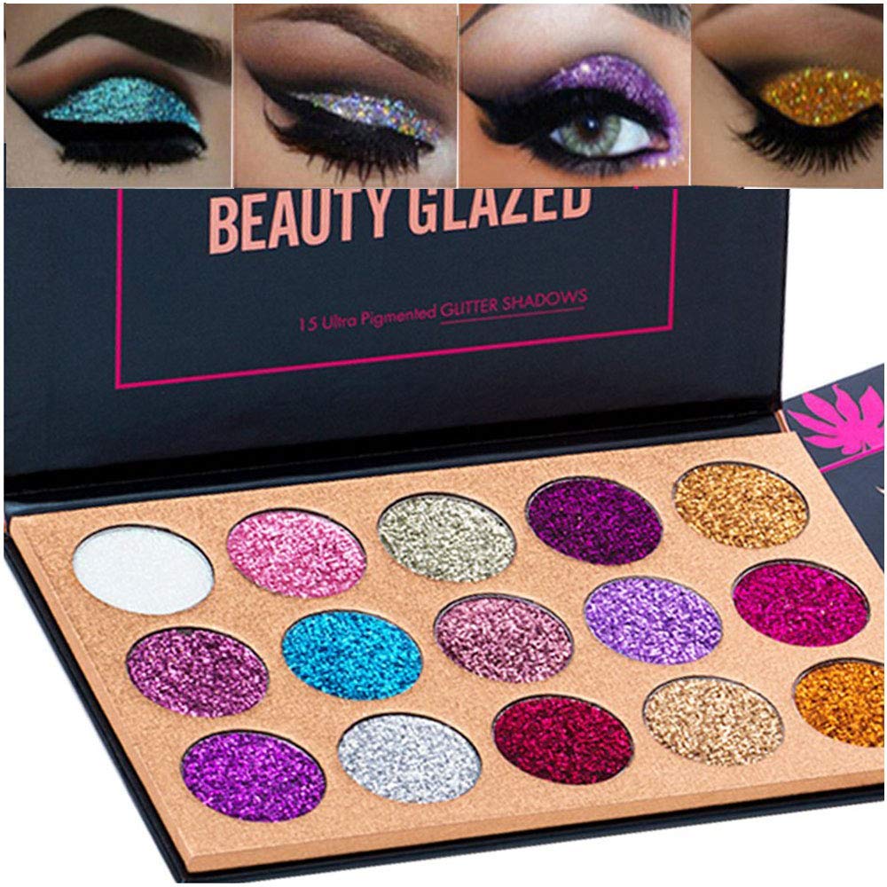 Bestland 15 Colors Glitter Eyeshadow Palette - Ultra Pigmented, Waterproof Eye Shadow For Parties