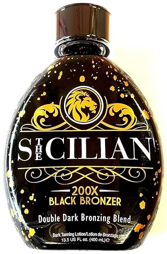 The Sicilian 200X Dark Black Bronzer Tanning Lotion - Best For Glowing Skin, 13.5 Fl Oz