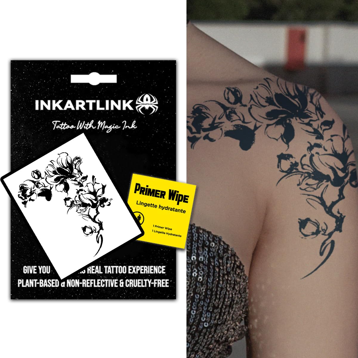 Inkartlink Morning Glory Semi Permanent Flower Tattoo - Realistic, Waterproof, Cruelty-Free