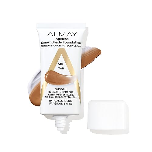 Almay Anti-Aging Foundation, Smart Shade Makeup With Hyaluronic Acid, 600 Tan, 1 Fl Oz