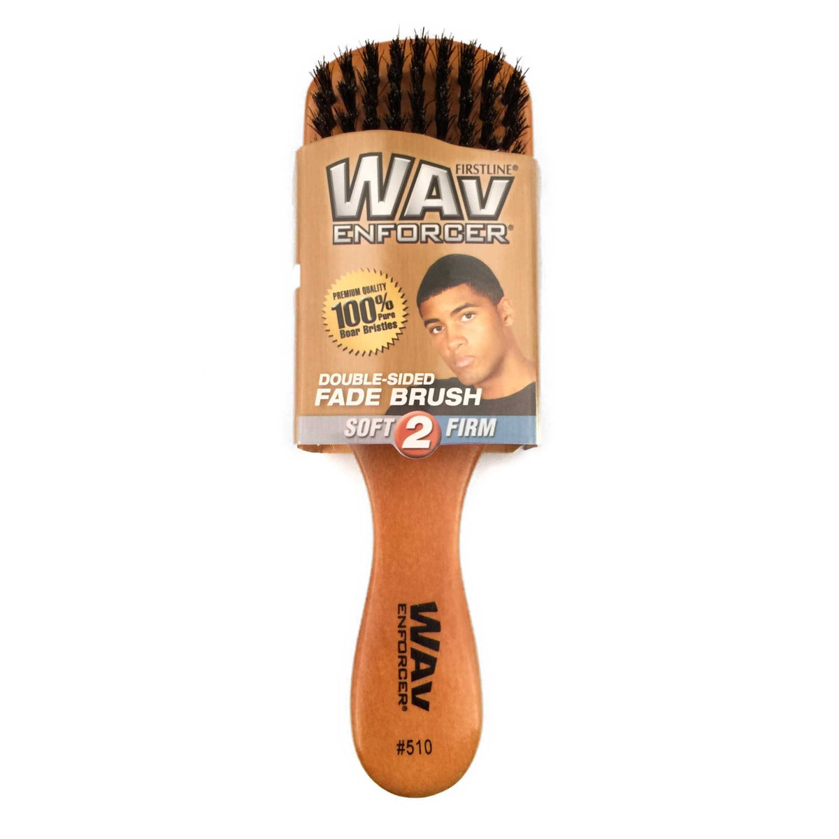 WAV ENFORCER Double Sided Fade Brush - Brown Boar Bristle, 1 Count for Perfect Waves