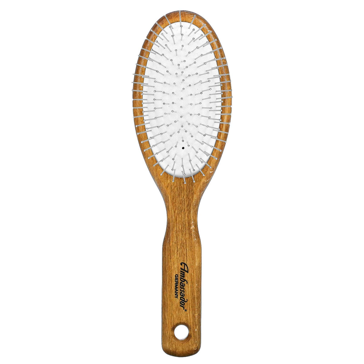 Fuchs Wood Oval Hairbrush with Steel Pins - 1 Count, Durable & Stylish Hair Tool