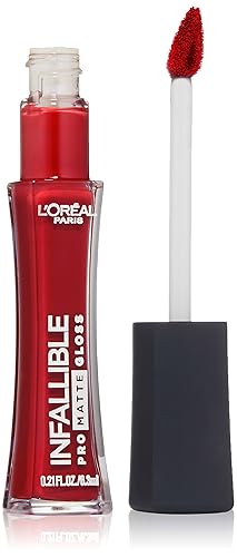 L’Oréal Paris Infallible Lip Pro Matte Gloss, Shanghai Scarlet, 0.21 Fl Oz - Long-Lasting Color