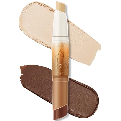 FOCALLURE 2 in 1 Cream Bronzer & Highlighter Stick, Long Lasting Waterproof, Melted Butter