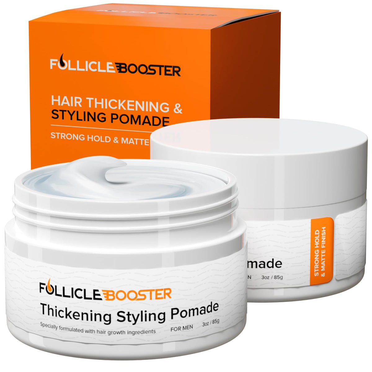 Follicle Booster Thickening Pomade 2 Pack - Strong Hold, Matte Finish, Hair Growth Benefits