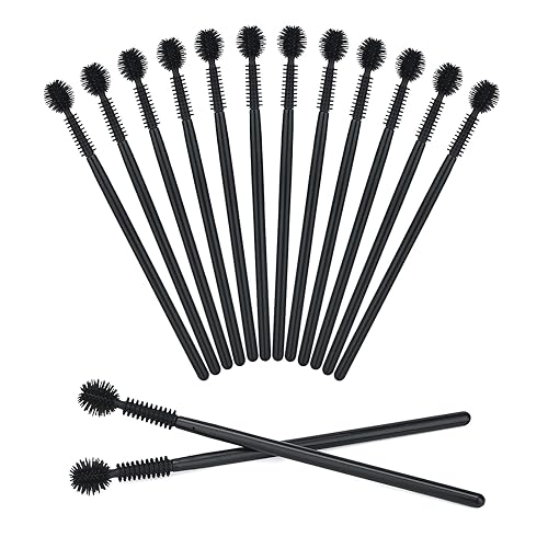 G2Plus 50Pcs Black Disposable Silicone Eyelash Mascara Wands & Brushes - Professional Makeup Tool