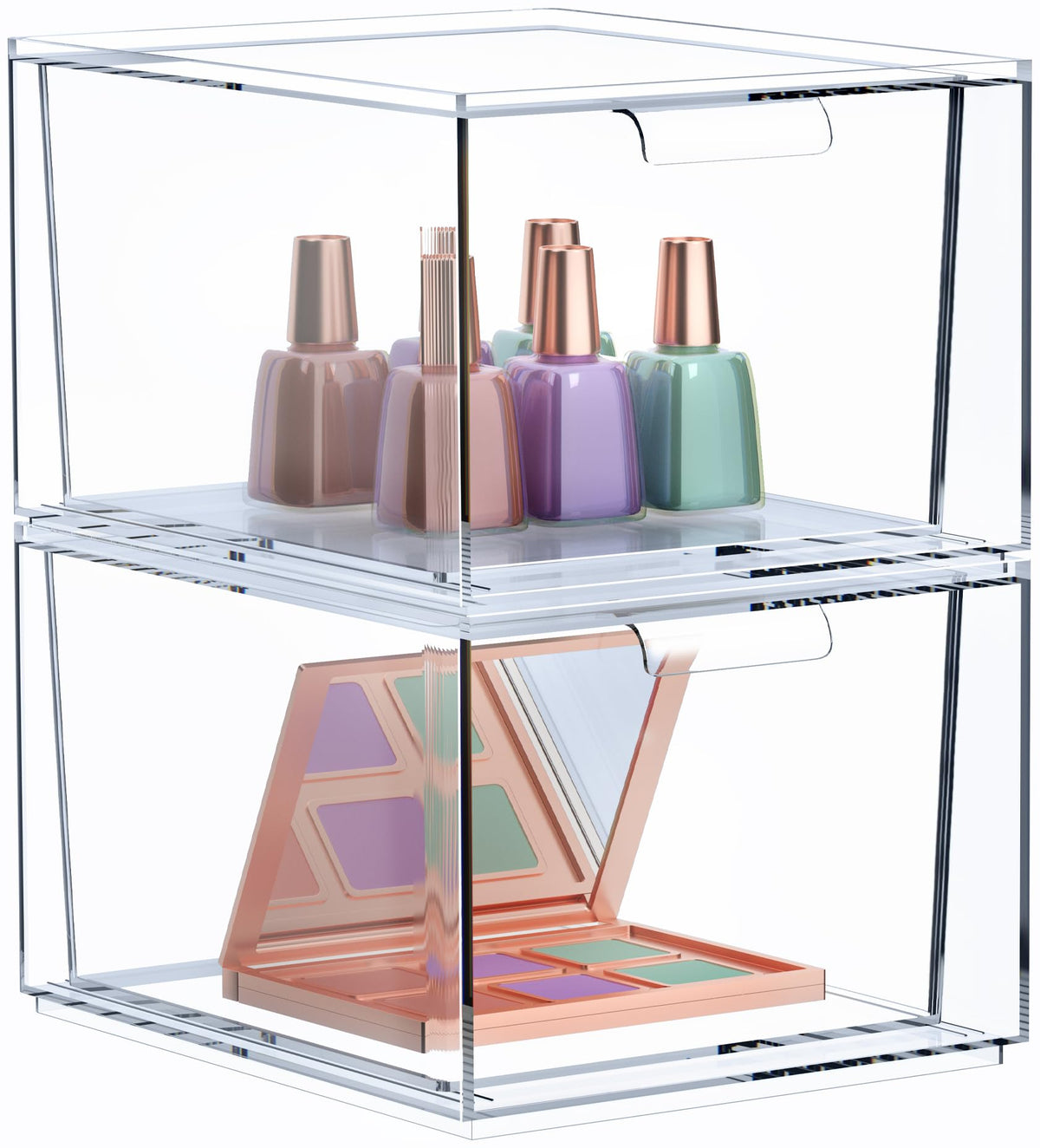 Sorbus Clear Stackable Acrylic Makeup Organizer - 2 Pack Vanity & Office Storage Bins