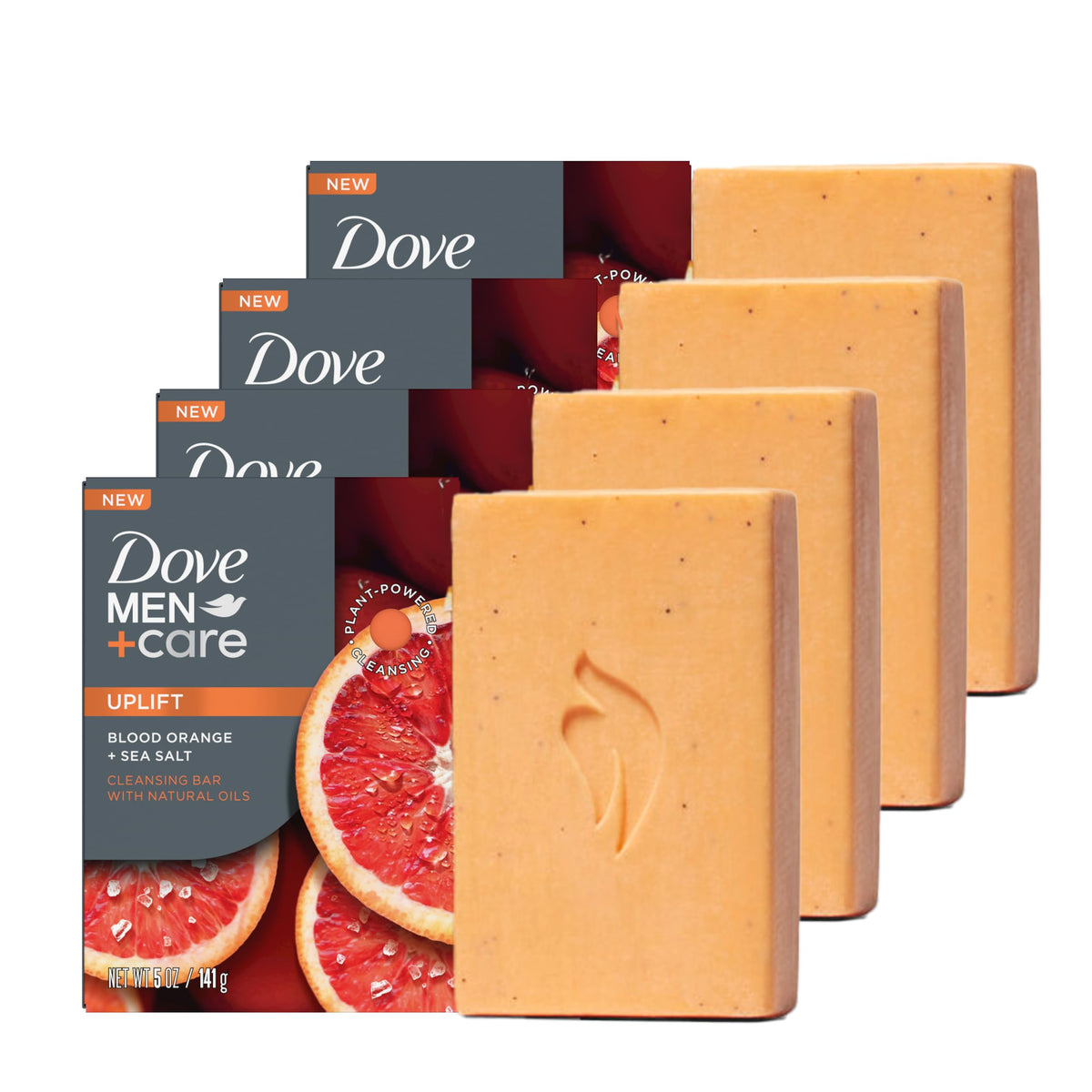 Dove Men + Care Blood Orange & Sea Salt Cleansing Bar Soap, 4 Bars, 5 Oz - 4In1 Hair