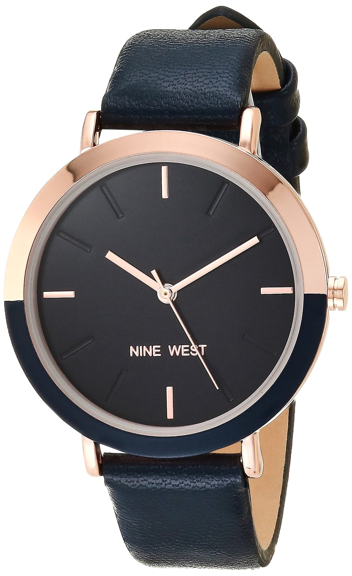 Nine West Women'S Navy/Rose Gold Strap Watch - Stylish & Elegant Timepiece