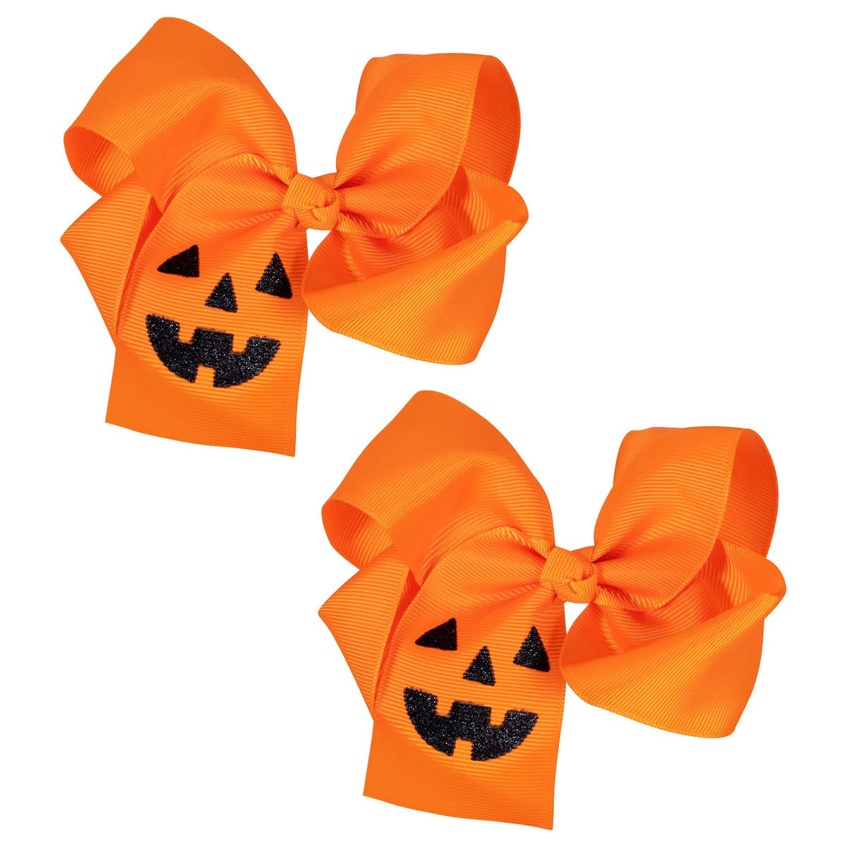 Kchies Pumpkin Hair Bows Clip - 4.5&quot; Handmade Orange Fall Barrette For Girls & Kids Party Favor