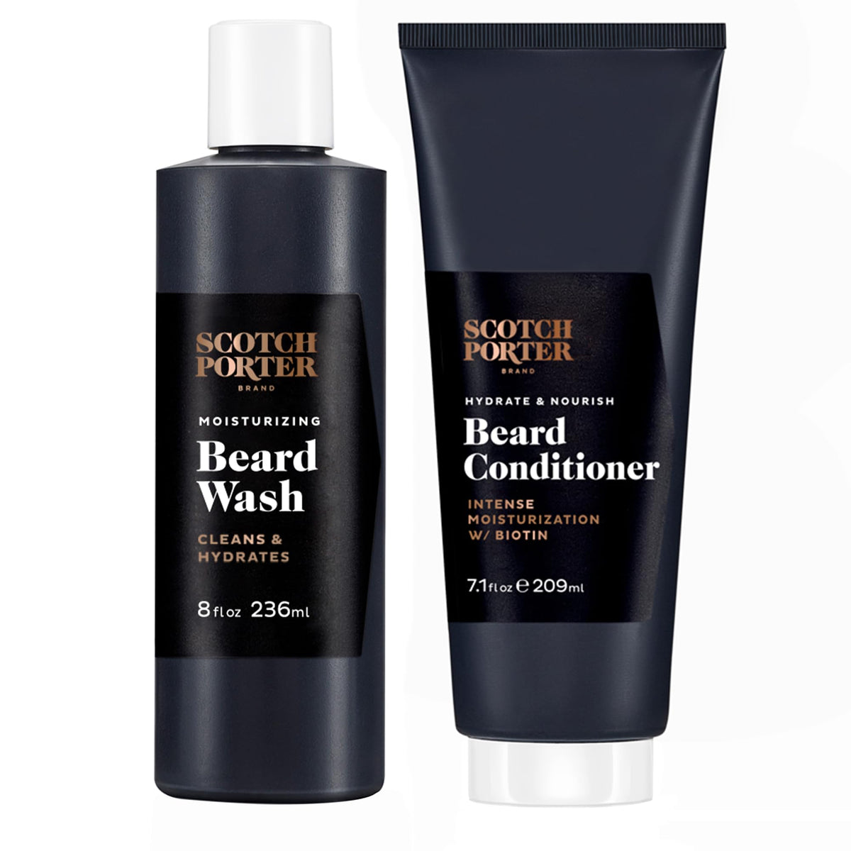 Scotch Porter Beard Wash & Conditioner Bundle - Hydrate & Soften Coarse Facial Hair, 7.55Oz