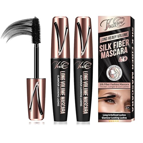 VeniCare 4D Silk Fiber Lash Mascara - Waterproof, Smudge-Proof, 2 Pack for Voluminous Eyelashes