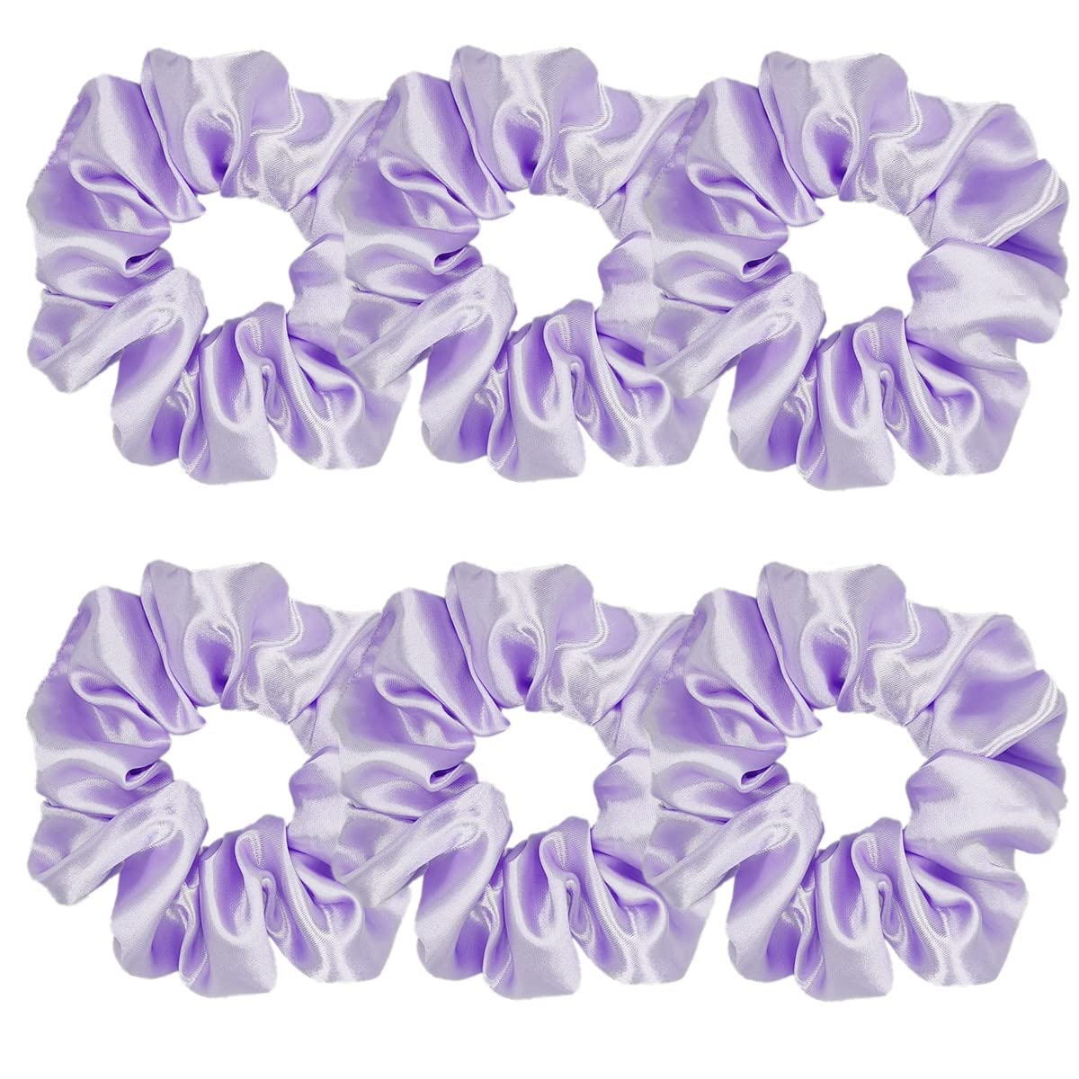 Sufermoe 6 Pcs Light Purple Satin Silk Hair Scrunchies - Soft Hair Ties & Ponytail Holders