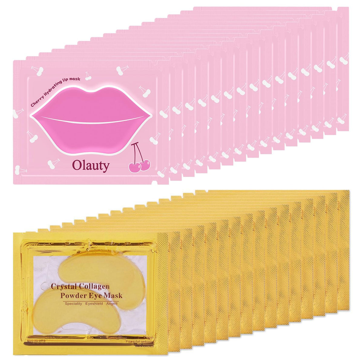 Eakroo 30 Pairs Lip Masks & Eye Patches - 24K Gold Gel For Dark Circles, Puffiness & Wr