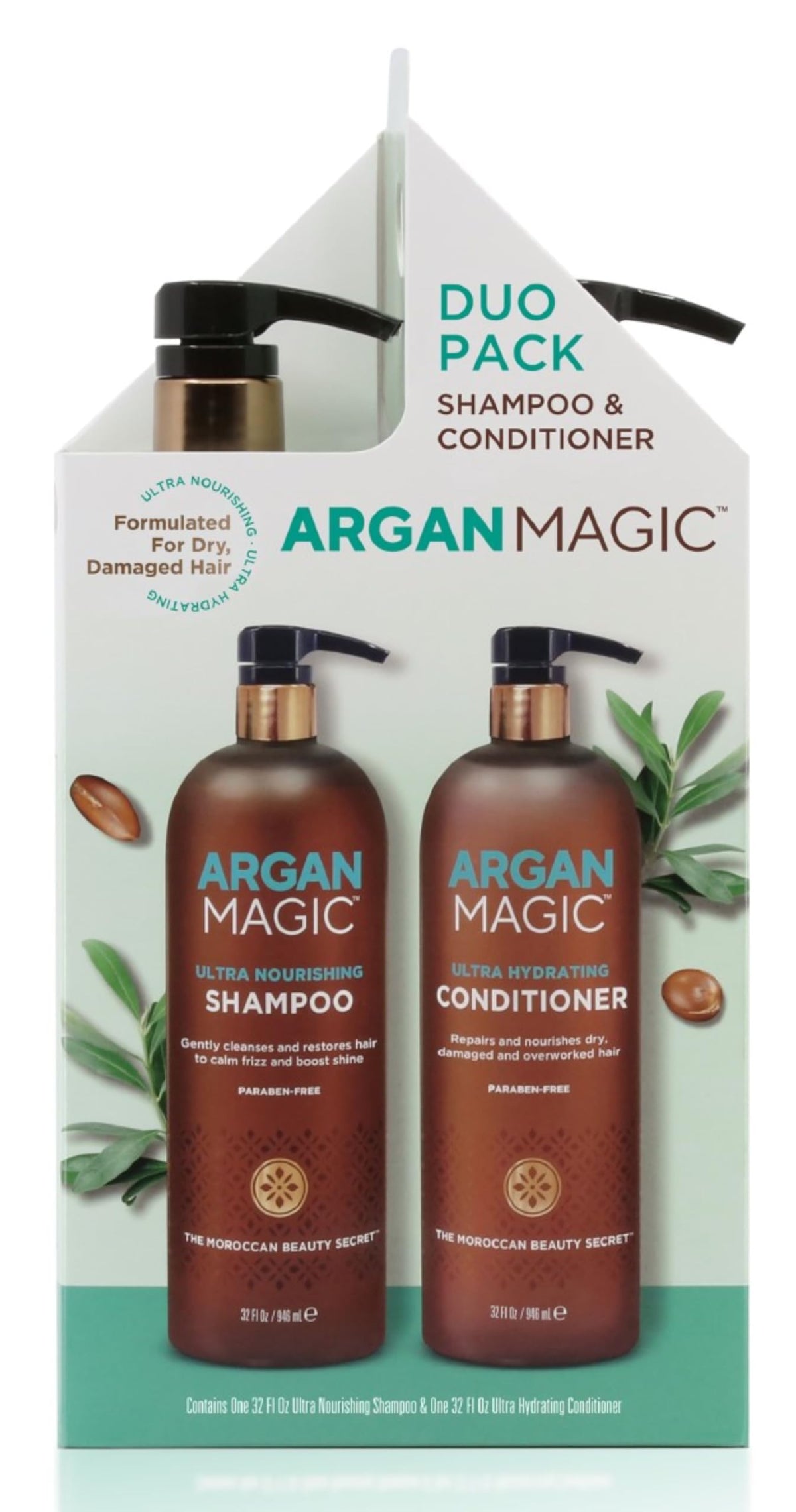 Argan Magic Ultra Shampoo & Conditioner Combo For Dry, Damaged Hair - 64 Fl Oz, Paraben Free