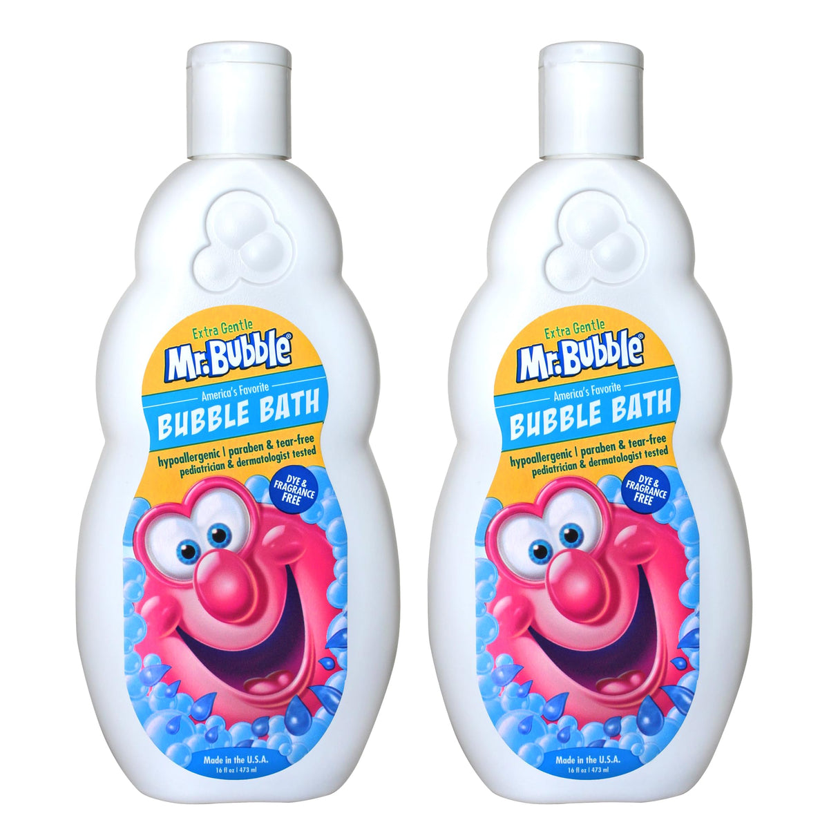 Mr. Bubble Extra Gentle Bubble Bath, Hypoallergenic & Tear-Free, 2-Pack Of 16 Fl Oz Bottles