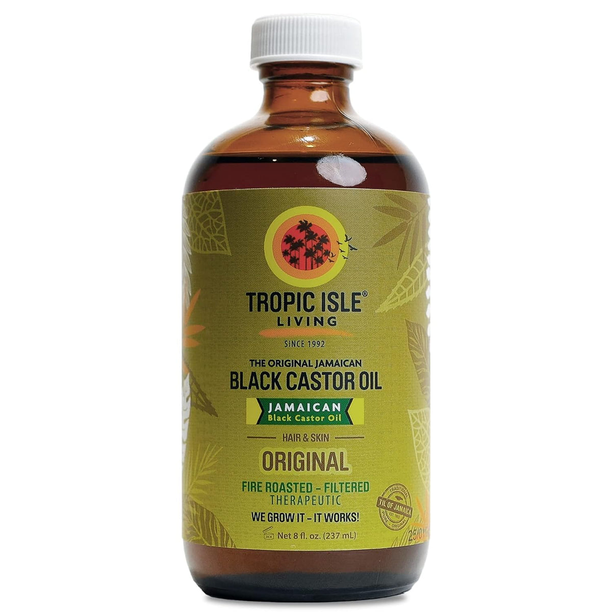 Tropic Isle Living Jamaican Black Castor Oil 8oz - Hair Growth, Skin & Nail Care, Moisturize & Repair