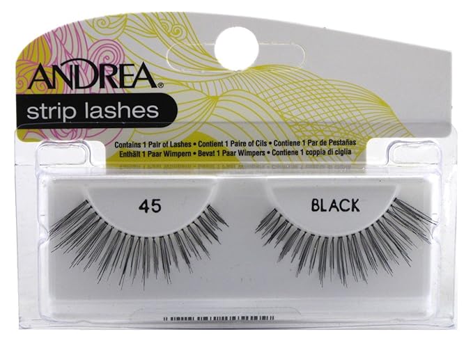 Andrea Andrea Lashes Strip Style 45 Black, Human Hair, 3 Pack, 1 Count