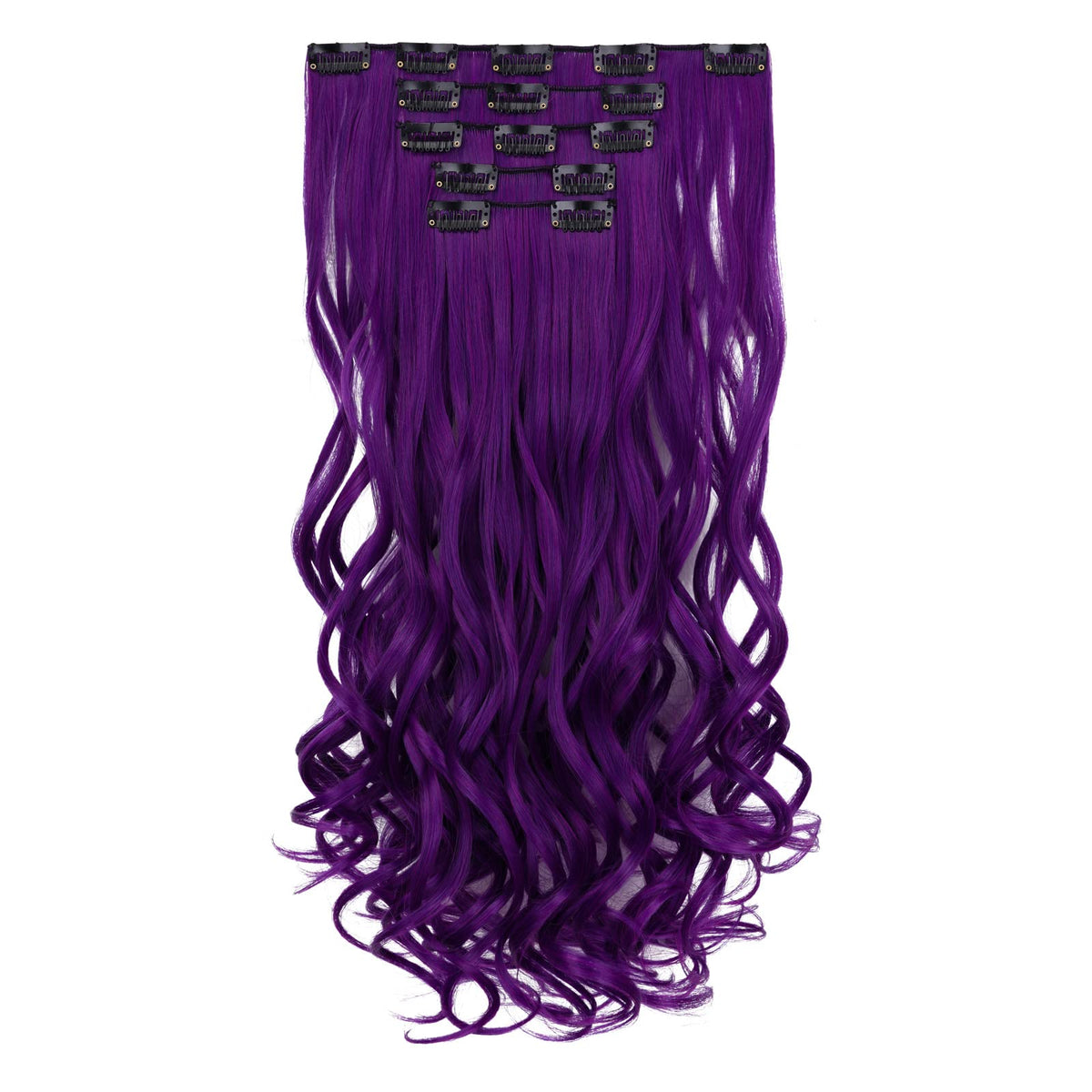 Hspjhtm 18&quot; Purple Clip-In Hair Extensions - Wavy, Curly, Thick, Fluffy, Tangle-Free