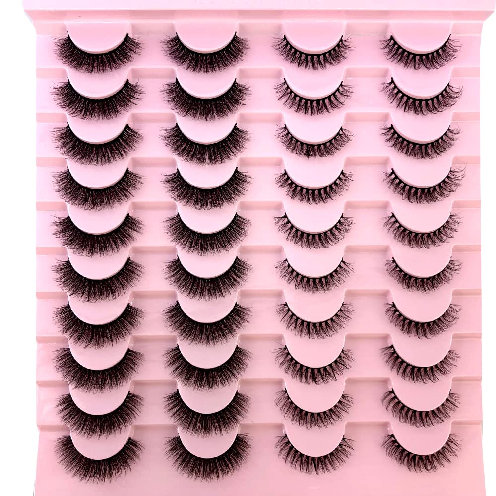 HBZGTLAD 20 Pairs 25mm 3D Mink Lashes - Wispy Natural False Eyelashes, Custom Box