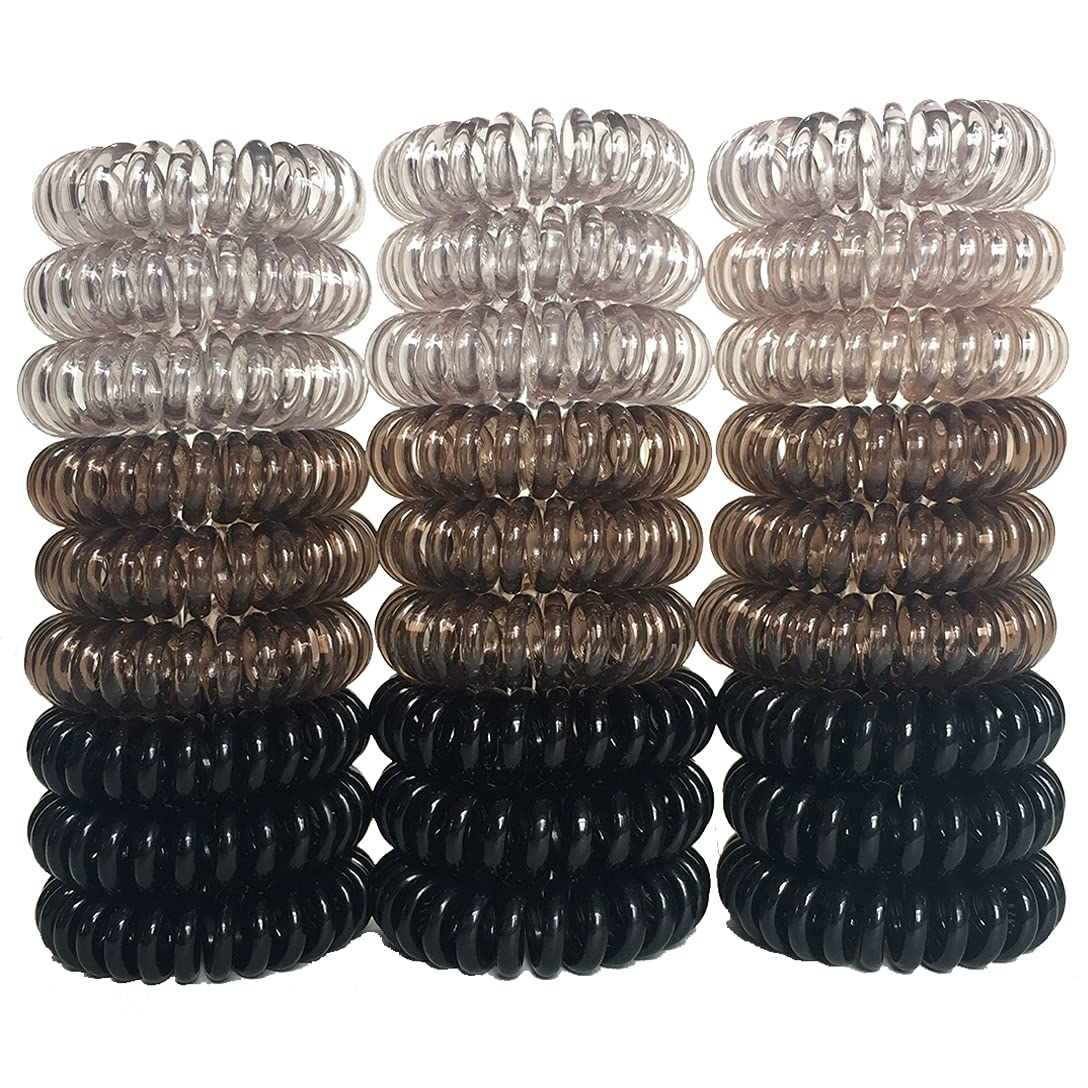 Rn Beauty Ombre Color Coil Hair Ties Set - 27 Spiral Traceless Elastic Ponytail Holders