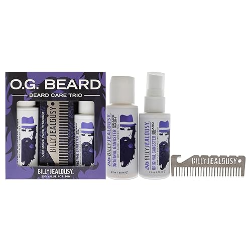 Billy Jealousy Original Gangster Beard Kit - Beard Wash, Oil & Titanium Comb, Oud Wood Scent