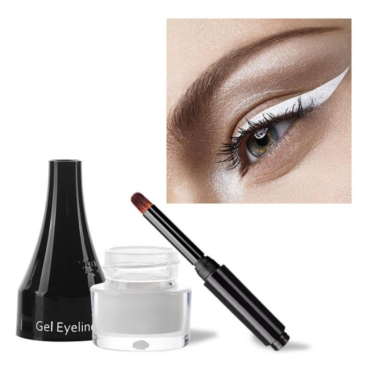 Maepeor Gel Eyeliner 10 Colors - Longlasting Waterproof Matte Cream With Brush, P01 White