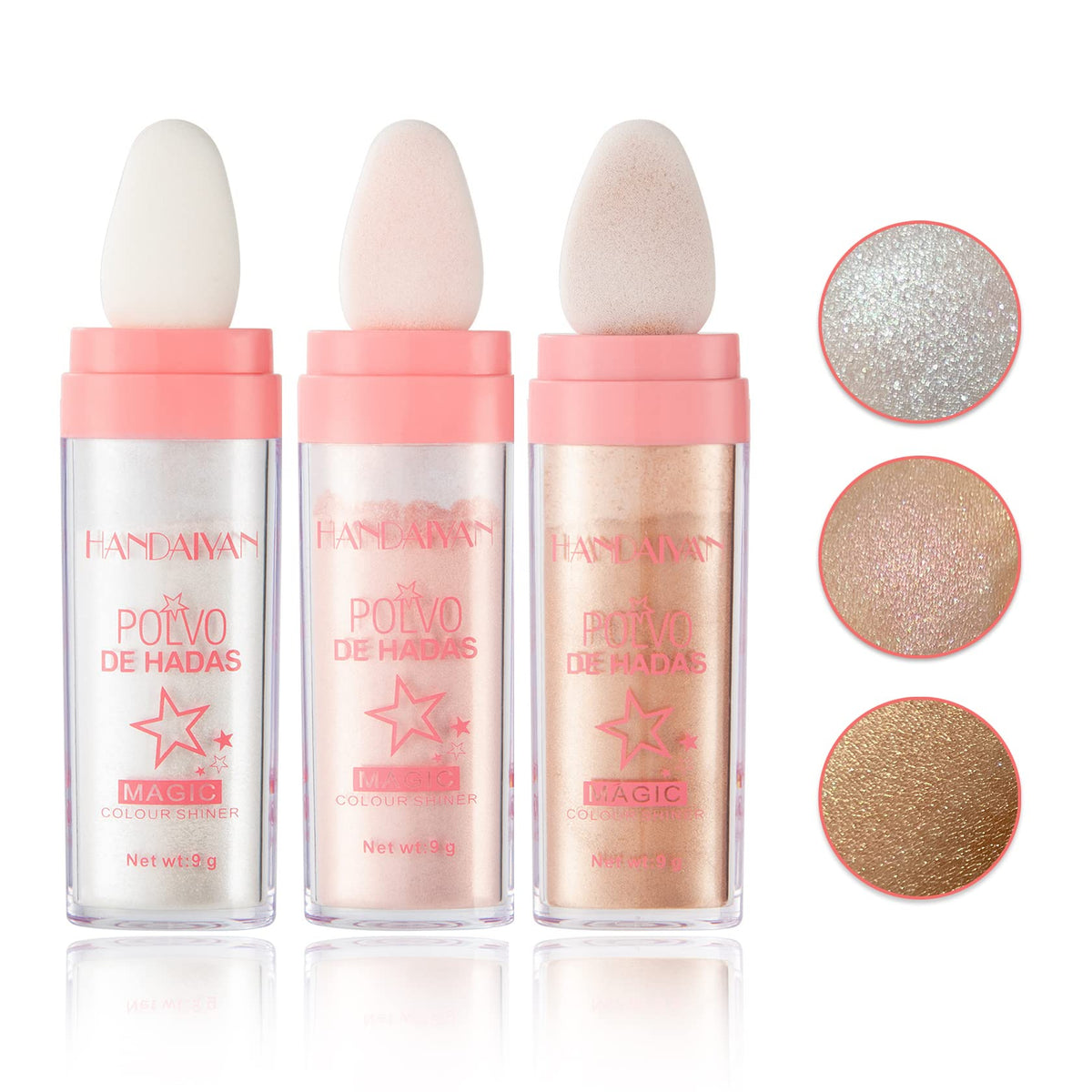 Xingxyuel 3Pcs Highlighter Glitter Stick - Shimmer Face & Body Makeup, White, Pink, Golden Brown