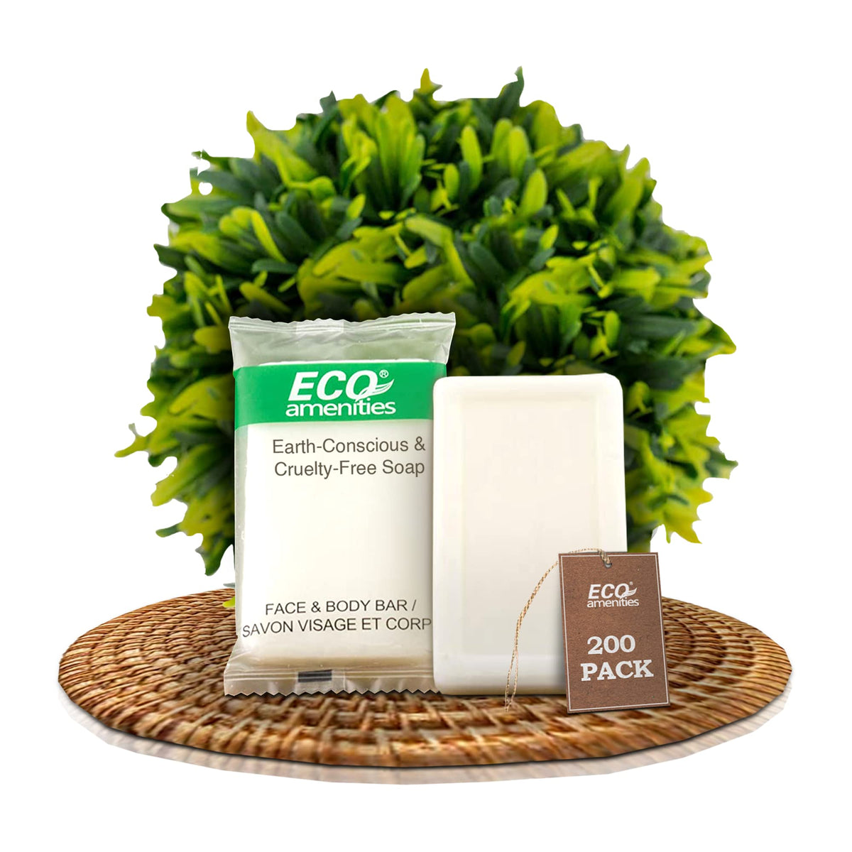 Eco Amenities Bar Soap Bulk - 200 Pack, 0.5 Oz Individually Wrapped Travel Soap Bars