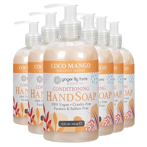 Ginger Lily Farms Conditioning Liquid Hand Soap, Coco Mango, Vegan, 12 Fl Oz (Pack Of 6)