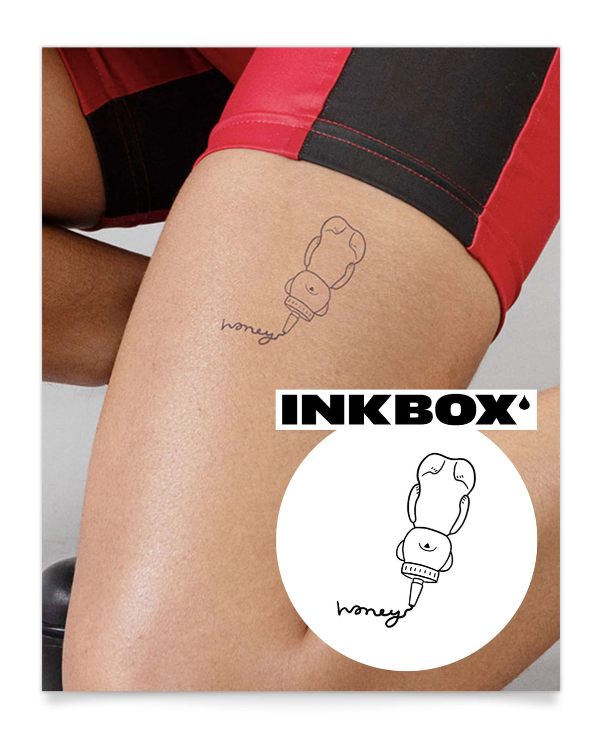 Inkbox Honey Bear Temporary Tattoo - Semi-Permanent, Water-Resistant, Lasts 1-2 Weeks, 3X3