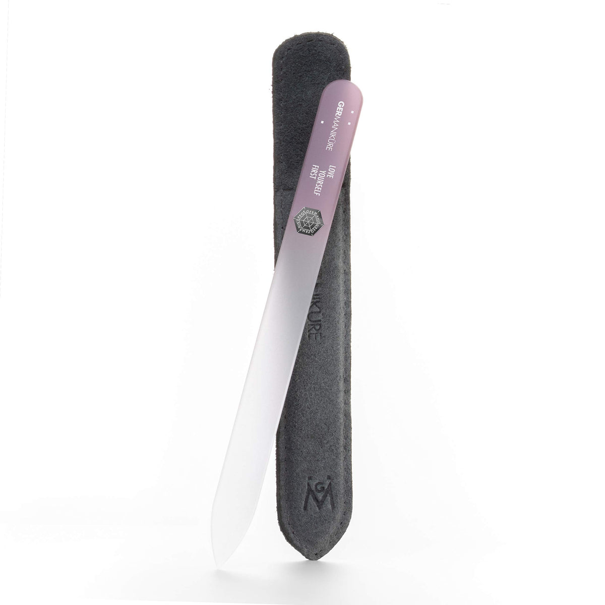 Germanikure Mantra Glass Nail File - Suede Case, Professional Tools For Smooth Natural Nails