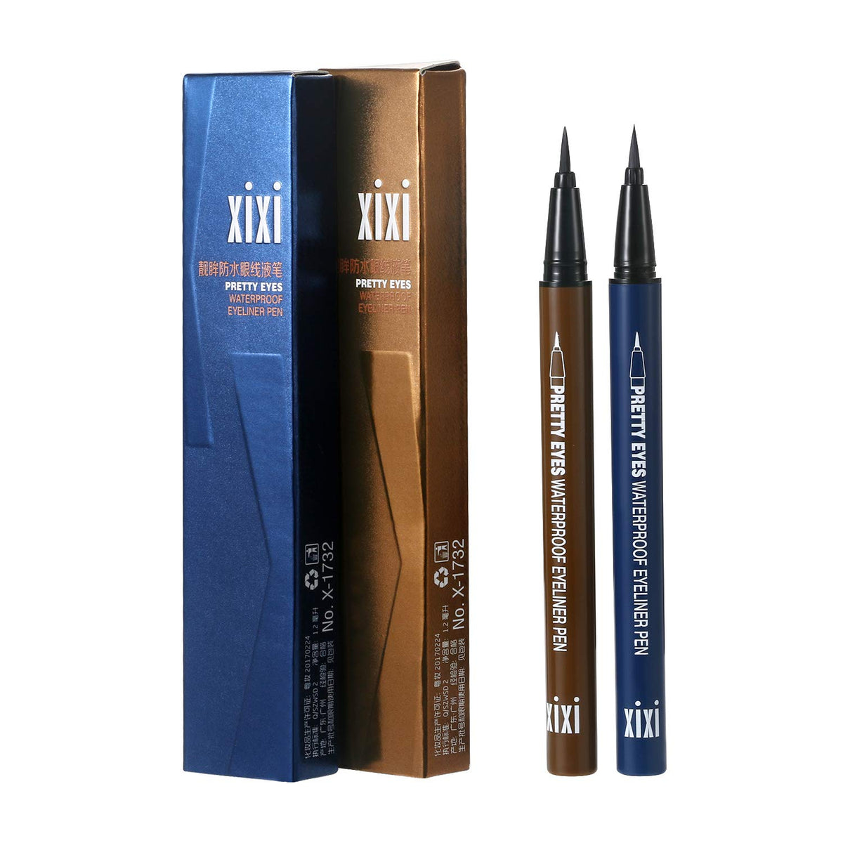 Vtrem 2 Pack Waterproof Eyeliner - Navy Blue & Light Brown, Smudge Proof, Long Lasting