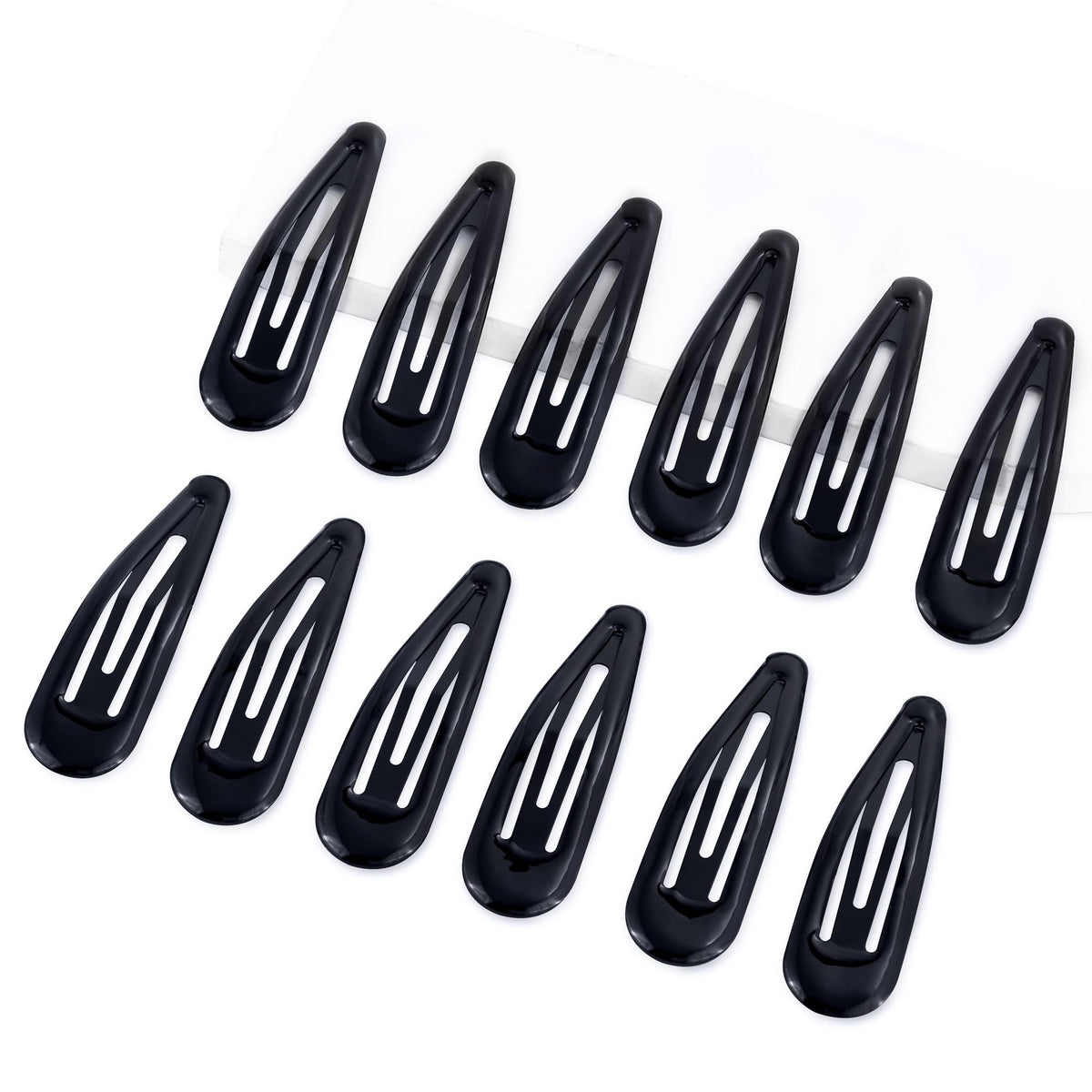 Cptots Metal Snap Hair Clips - No Slip Water Drop Barrettes For Thick & Thin Hair, Black, 12 Pcs