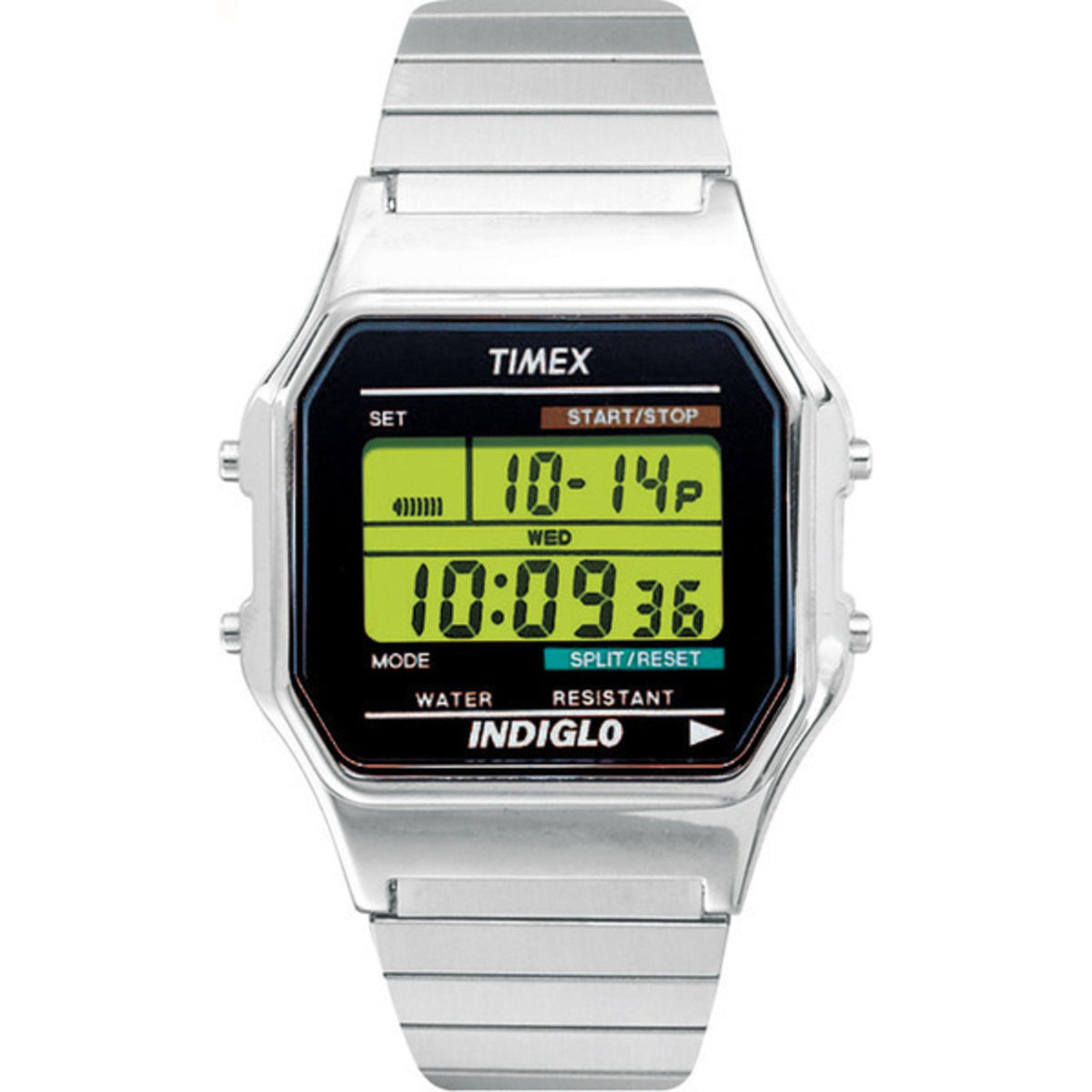 Timex Men'S Classic Digital Watch - Silver-Tone Extra-Long Stainless Steel Expansion Band