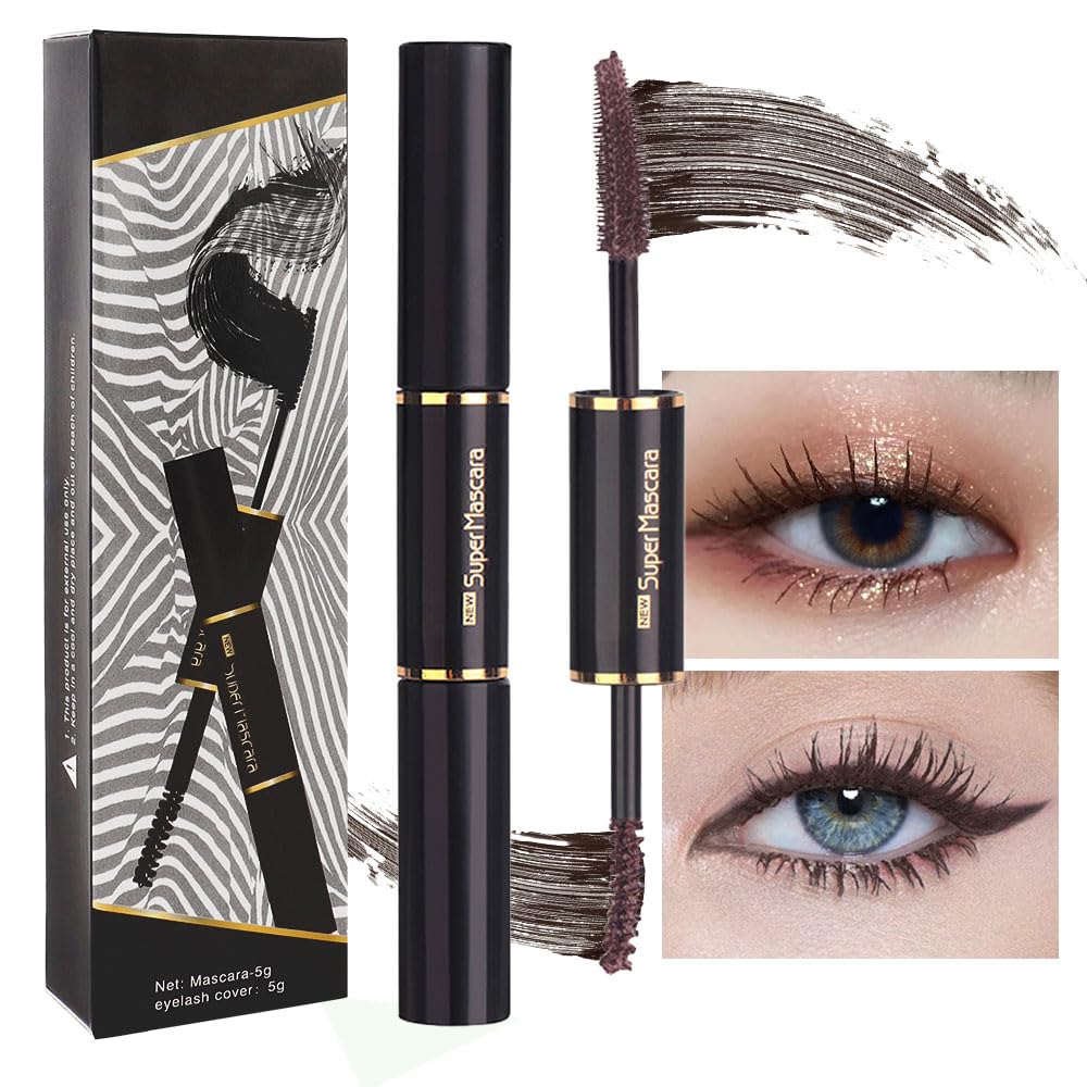 Bingbrush Double-Ended Colored Mascara Set, Waterproof, Long-Lasting, Dark Brown, Vegan