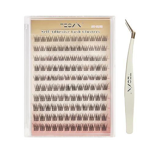 Tecxin-Mix Natural Lash Clusters Kit, Pre-Glued False Eyelashes, 120 Pcs, 10-12Mm