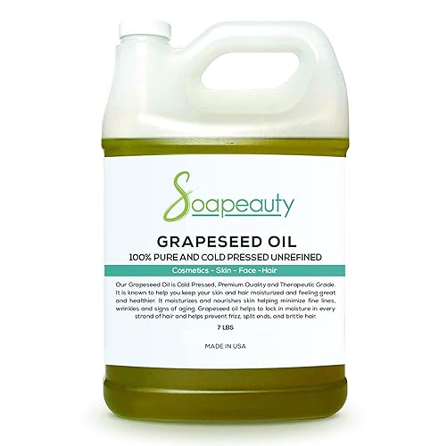 Soapeauty Grapeseed Oil - 100% Natural Cold Pressed Unrefined, 112 oz Bulk Carrier for Skin &