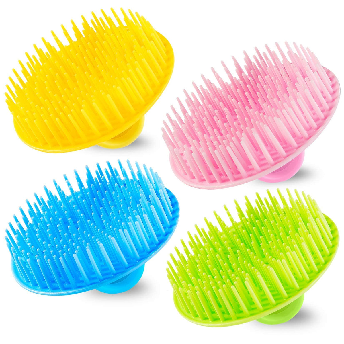 Yealife 4-Pack Flexible Scalp Massager Brush For Dandruff, Shower, And Pet Grooming - Multi-Color