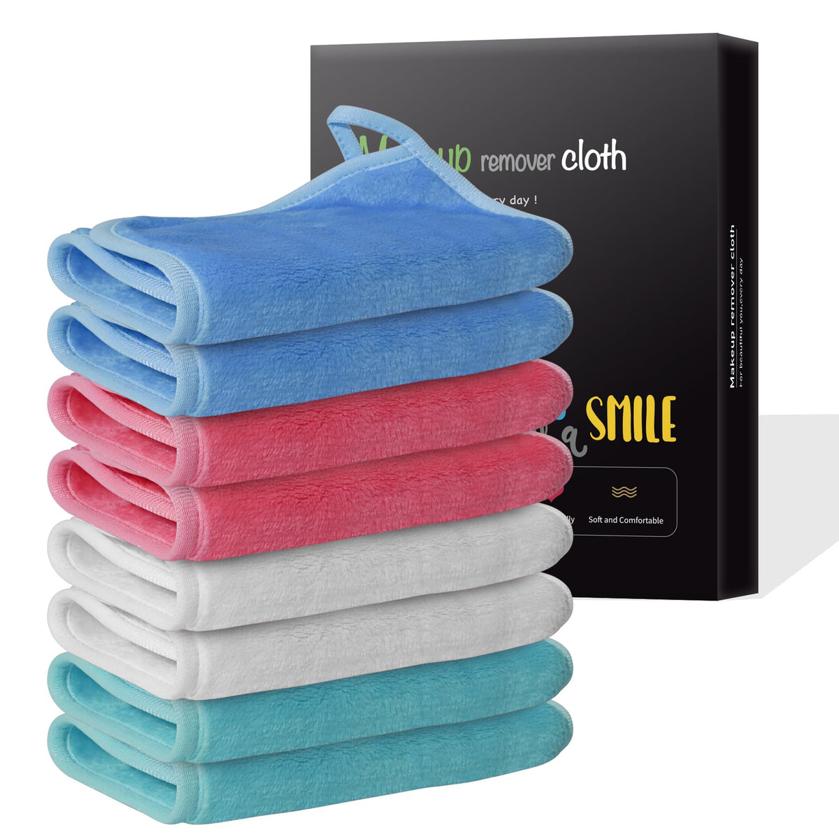 Nugilla Reusable Makeup Remover Cloths, 8 Pack Microfiber Facial Washcloths, Soft & Fast Drying