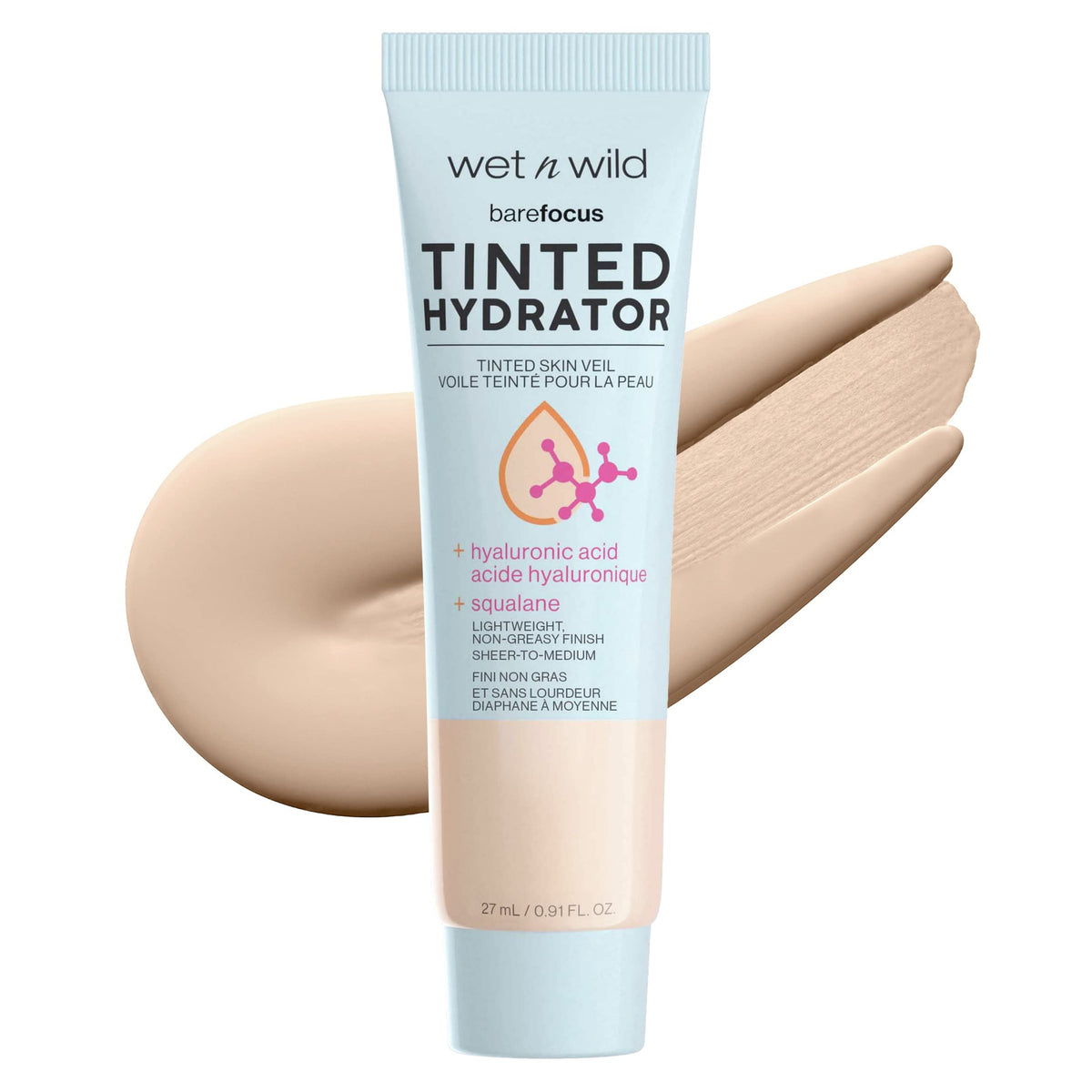 Wet N Wild Bare Focus Tinted Hydrator, Light Medium, Oil-Free, Moisturizing Makeup, 0.91 Oz