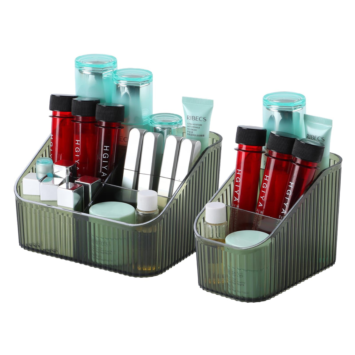 Osteed Green Makeup Organizer - 8 Cup Brush Holder For Vanity, Dresser & Bathroom Countertop