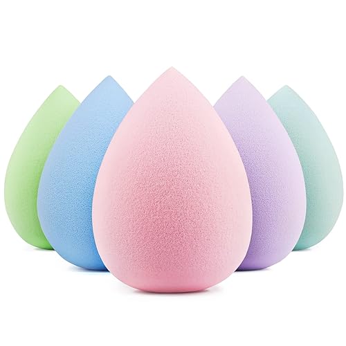 Beakey 5 Pcs Multi-Colored Latex-Free Makeup Sponge Set For Flawless Liquid, Cream, Powder Application