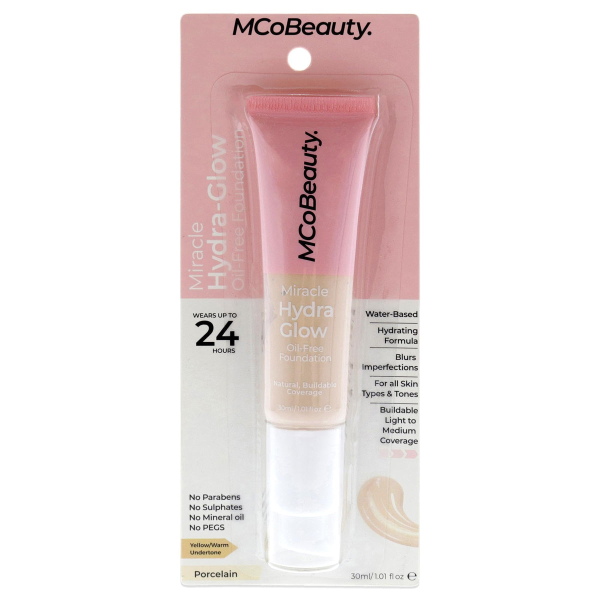 Mcobeauty Miracle Hydra Glow Oil-Free Foundation - Porcelain, Water-Based, Light-Medium Coverage