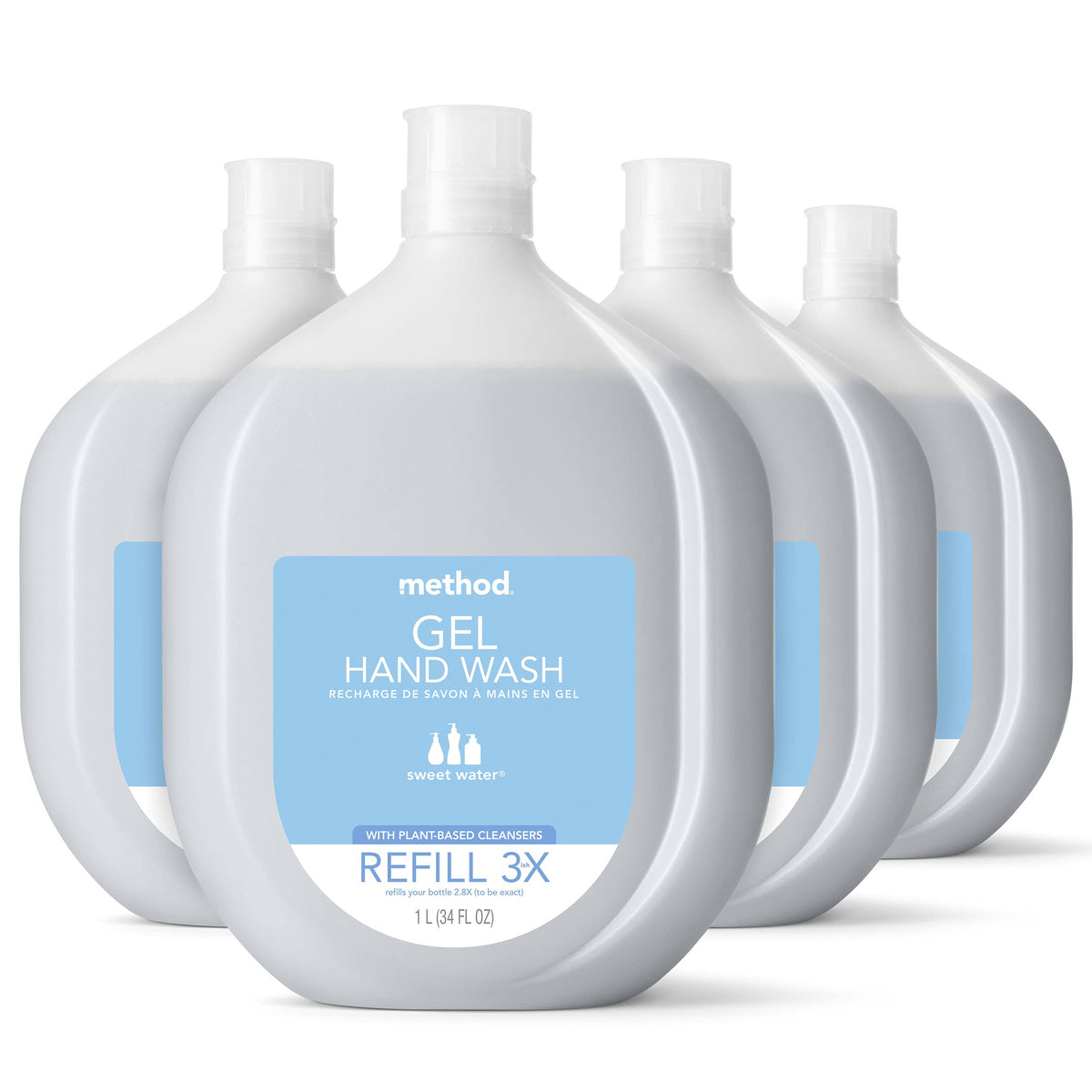 Method Gel Hand Soap Refill, Sweet Water, 34 Oz (Pack Of 4) - Biodegradable & Recyclable