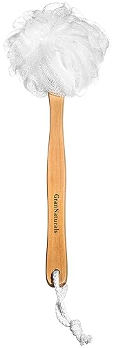 Grannaturals Shower Loofah On A Stick – Long Handled Body & Back Scrubber For Easy Reach